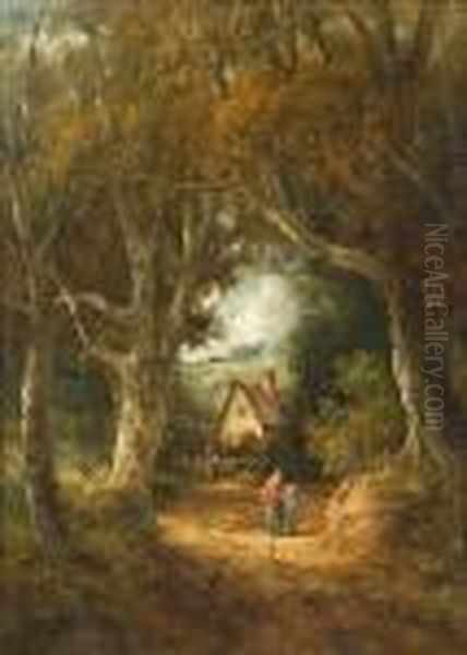 Figures In A Country Lane, Possibly Gainsborough Lane - view 1