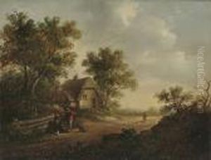Figures On A Country Lane by John Moore Of Ipswich