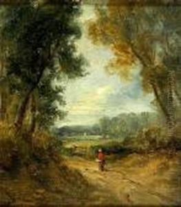 Figure On A Country Path With A River Beyond Figure On A Country Path With A River Beyond