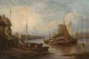 Barges On An East Anglian River At Dusk