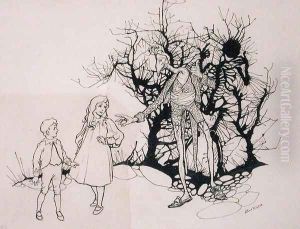 It was a sort of skeleton, illustration from The Zankiwank and the Bletherwitch, by S.J. Adair Fitzgerald, published 1896 by Arthur Rackham