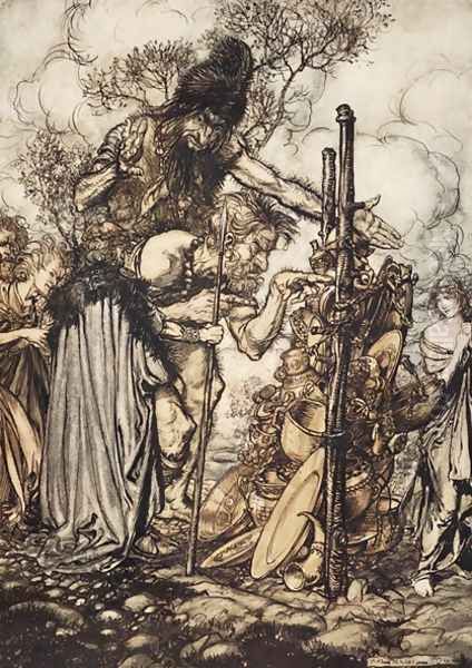 Fafner Hey Come hither, And stop me this cranny, illustration from The Rhinegold and the Valkyrie, 1910 - view 1