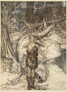 The hot blood burns like fire, illustration from Siegfried and the Twilight of the Gods, 1924