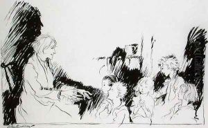 Long Stories of Ghosts, Witches and Indians, illustration from Rip van Winkle by Washington Irving 1783-1859, edition published 1916 by Arthur Rackham