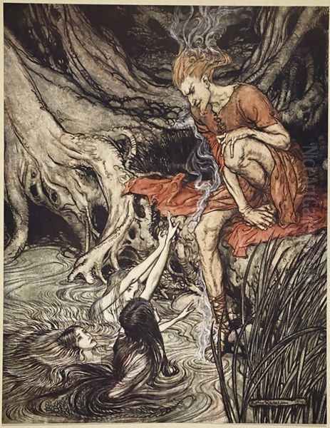 The Rhines pure gleaming children told me of their sorrow, illustration from The Rhinegold and the Valkyrie, 1910 - view 1