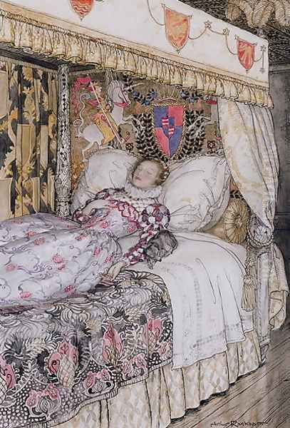 The Sleeping Princess, illustration for The Allies Fairy Book, Heinemann, 1916 - view 1