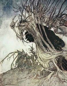Calling shapes and beckoning shadows dire, from Comus by Milton, 1914 by Arthur Rackham