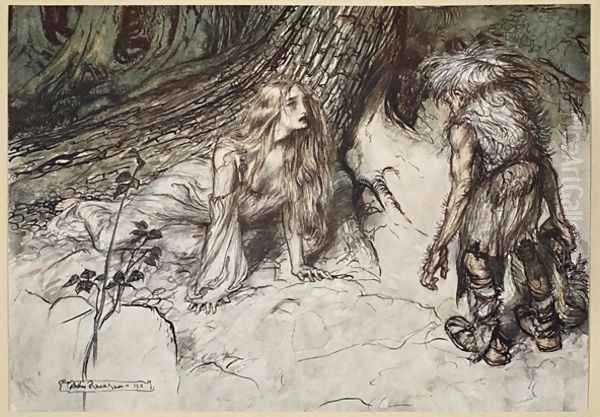 Mime finds the mother of Siegfried in the forest, illustration from Siegfried and the Twilight of the Gods, 1924 - view 1