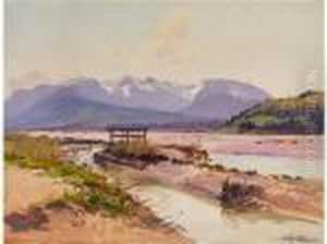 Isarflussbett Vor Demkarwendelgebirge by Willy Moralt