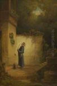 Pfeiferaucher Auf Der Terrasse. by Willy Moralt