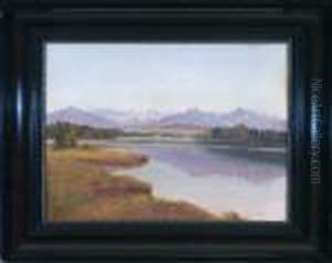 Blick Uber Die Osterseen Auf Das Karwendelgebirge by Willy Moralt
