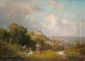 In Der Guten Alten Zeit. Blick Auf
 Landshut In Niederbayern,

 Signiert Unten Rechts: Willy by Willy Moralt