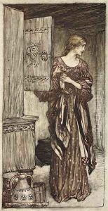Sieglinde prepares Hundings draught for the night, illustration from The Rhinegold and the Valkyrie, 1910