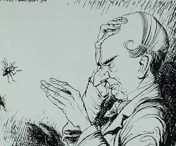 The Bald Man and the Fly, illustration from Aesops Fables, published by Heinemann, 1912 - view 1