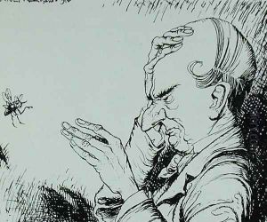 The Bald Man and the Fly, illustration from Aesops Fables, published by Heinemann, 1912 by Arthur Rackham
