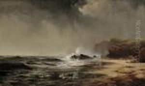 Waves Crashing On A Rocky Shore by Edward Moran
