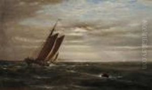 Sail On The High Seas At Dusk by Edward Moran