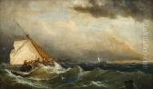 Boat In Rough Seas by Edward Moran