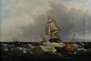 Ships At Sea by Edward Moran