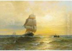 Full Sail At Sunset by Edward Moran
