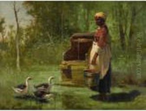 Well And Ducks by Edward Moran