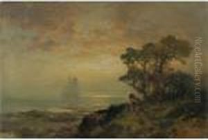 The First Ship Entering Ny Harbor by Edward Moran