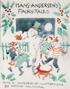 Front cover sketch for Hans Andersens Fairy Tales by Arthur Rackham