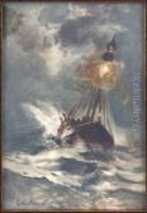 Ship In Turbulent Seas by Edward Moran
