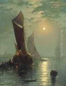 Moonlight On The Thames With A View Of St. Paul's In Thedistance by Edward Moran