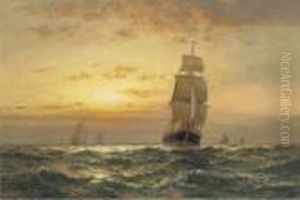 Shipping At Sunset by Edward Moran