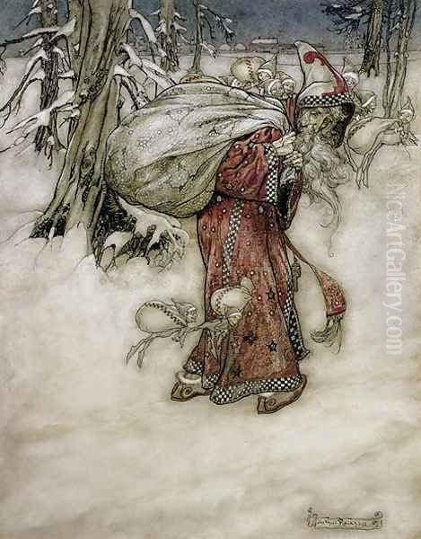 Santa Claus, illustration from Arthur Rackhams Book of Pictures, 1907, published 1913 - view 1
