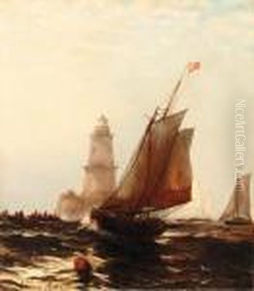 Fishing Boats By Robbins Reef Lighthouse - view 1
