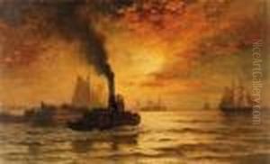 Ships At Sunset
Oil On Canvas by Edward Moran