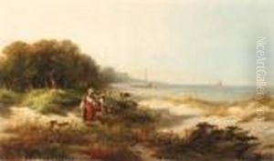 Figures Along The Coast by Edward Moran