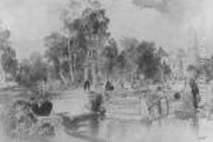 Women At The Fountain, Vera Cruz by Thomas Moran
