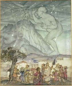 Hercules Supporting the Sky in Place of Atlas, 1922 by Arthur Rackham