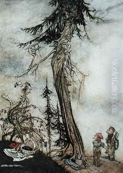 The Fir-Tree and the Bramble, illustration from Aesops Fables, published by Heinemann, 1912 - view 1