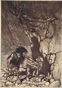 Mime howling Ohe Ohe Oh Oh, illustration from The Rhinegold and the Valkyrie, 1910