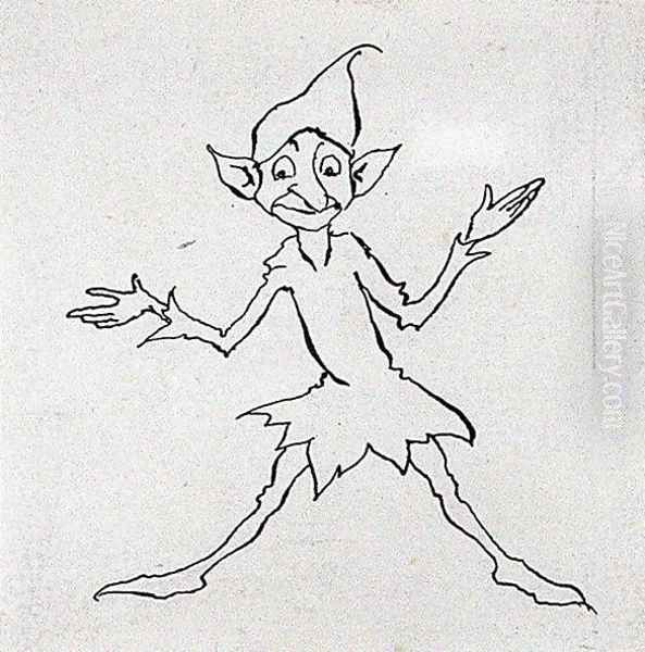 Good evening said Lukoje, illustration from Hans Christian Andersens Fairy Tales, published 1932 - view 1