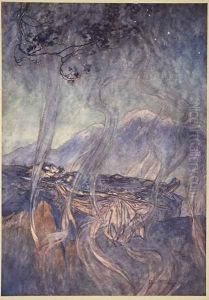 The sleep of Brunnhilde, illustration from The Rhinegold and the Valkyrie, 1910