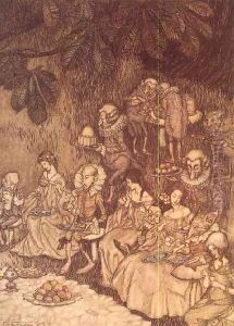 The Feast from Peter Pan in Kensington Gardens by J.M. Barrie, 1906 by Arthur Rackham