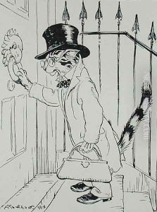 The Cat and the Birds, illustration from Aesops Fables, published by Heinemann, 1912 by Arthur Rackham