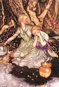 Goblin Market: Down the glen tramp the little men by Arthur Rackham