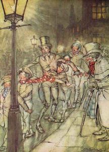 Bob Cratchit went down a slide on Cornhill, from A Christmas Carol