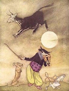 Mother Goose: The Cow Jumped Over the Moon by Arthur Rackham
