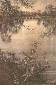 Fairies in Kensington Gardens from Peter Pan in Kensington Gardens by J.M. Barrie, 1906 by Arthur Rackham