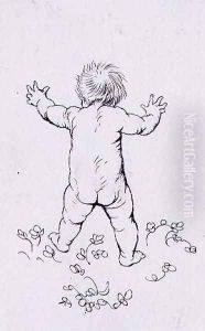First Footsteps, an illustration from The Springtide of Life, Poems of Childhood by Algernon Charles Swinburne 1837-1909 pub. 1918 by Arthur Rackham