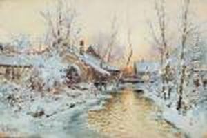Verschneite Wassermuhle by Walter Moras