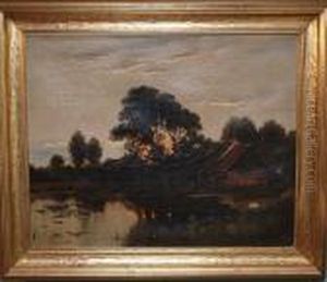 Sunset Farmhouse On Lake