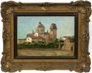 Ansicht Von Verona Mit Alter Kirche An Der Etsch by Walter Moras